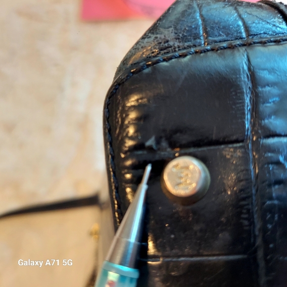 Vintage Original Monsac Black Croc Embossed Small Tote Shoulder Bag Purse - Picture 12 of 17